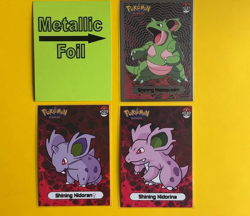 💥 NIDOQUEEN & NIDORAN Evolution Pokemon ART Cards 1997 “SHINY” Set 3 PC SET 💥 - Image 2