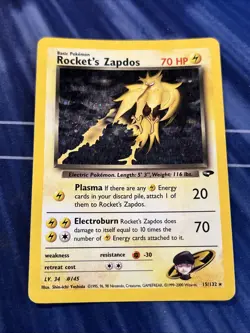 Vintage Pokemon Card Holo Gym Challenge Rocket's Zapdos 15/132 - Image 1