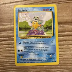Pokemon TCG Squirtle Card #63/102 Common, Unlimited, Base Set - Image 1