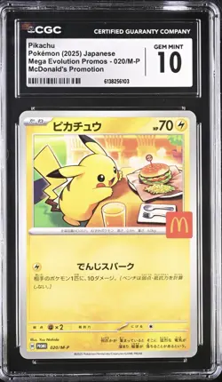 Pikachu CGC 10 Mega Evolution Promos Promo 020/M-P McDonald's Japanese Pokemon - Image 1