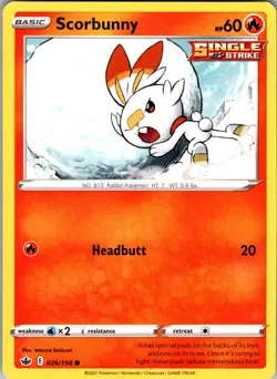 Scorbunny Chilling Reign 026/198 Common Pokemon Near Mint - Image 1