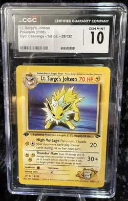 Pokemon CGC 10 Lt. Surge's Jolteon 1st Edition 28/132 Gym Challenge 2000 - Image 1