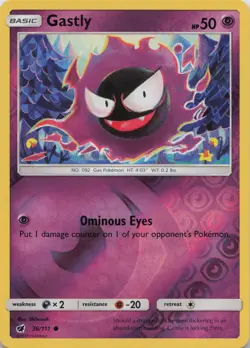 Gastly 36/111 Common Crimson Invasion Pokemon Reverse Holo Lightly Played - Image 1
