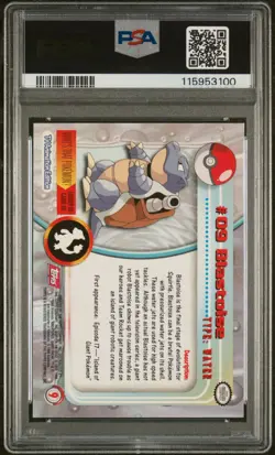 Blastoise 1999 Topps Red Label Pokemon T.V. Trading Card Fresh Slab #8 - PSA 8 - Image 2