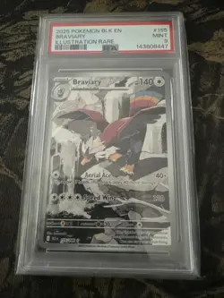 Pokemon 2025 Braviary 155/086 Illustration Rare Black Bolt PSA 9 - Image 1