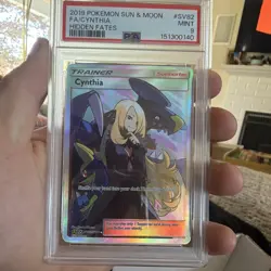 Pokemon TCG Cynthia SV82/SV94 Hidden Fates Shiny Vault Holo Full Art PSA 9 - Image 1
