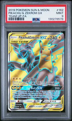 2019 Pokemon Sun & Moon Team Up Pikachu & Zekrom GX Team Up-Fa PSA 9 #162 - Image 1