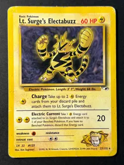 Lt. Surge's Electabuzz 27/132 - Gym Heroes - Rare Pokemon Card B HP - Image 1