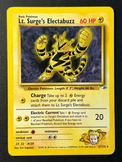 Lt. Surge's Electabuzz 27/132 - Gym Heroes - Rare Pokemon Card HP + - Image 1