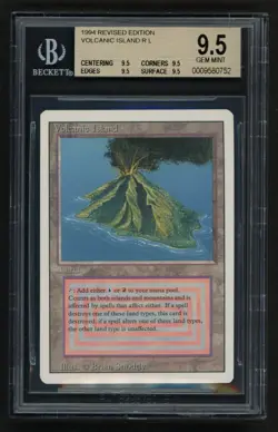 ***BGS 9.5 Quad Volcanic Island*** MTG Revised Magic Kid Icarus - Image 1