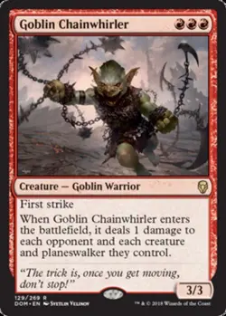 1x Goblin Chainwhirler - Foil Light Play, English Dominaria MTG Magic - Image 1