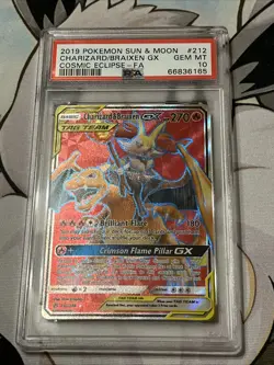 Pokemon Charizard & Braixen GX #212/236 Sm-Cosmic Eclipse PSA 10 GEM MINT - Image 1