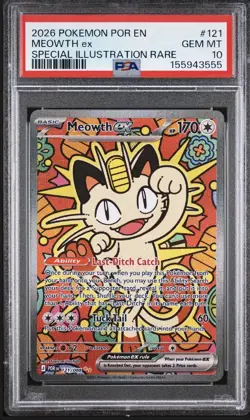 2026 POKEMON POR EN-PERFECT ORDER SPECIAL ILLUSTRATION RARE MEOWTH EX PSA 10 - Image 1