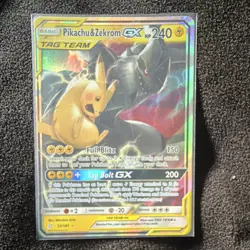 Pokemon Pikachu & Zekrom GX SM Team Up Ultra Rare TAG TEAM GX Basic Holo 33/181 - Image 5