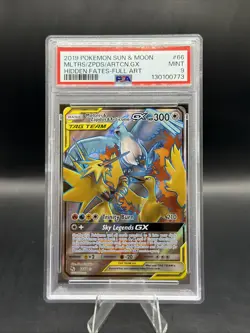 Pokemon TCG Moltres Zapdos Articuno GX 66/68 Full Art Hidden Fates PSA 9 - Image 1
