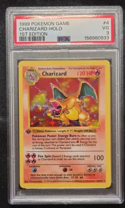 Pokemon 1st Edition Charizard 4/102 Base Set Holo PSA 3 - Image 1