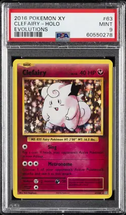 2016 POKEMON XY EVOLUTIONS #63 CLEFAIRY-HOLO PSA 9 - Image 1