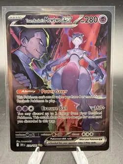 Pokemon Destined Rivals Team Rocket's Mewtwo ex 231/182 Full Art Holo SIR NM - Image 1