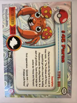 PARAS #46 Pokemon Card TCG Topps TV Animation - Image 2