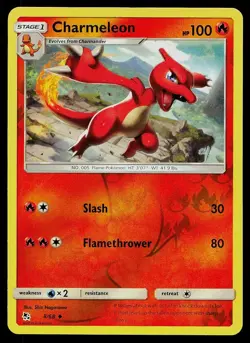 Pokemon Card Hidden Fates Charmeleon 8/68 Reverse Holo Uncommon - Image 1