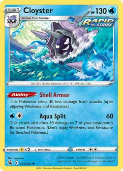 Pokemon - Cloyster 051/264- NH RARE - Fusion Strike - NM/M -New - Image 1