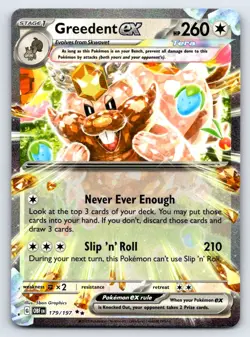 Greedent ex 179/197 Double Rare Obsidian Flames Pokemon Near Mint - Image 1