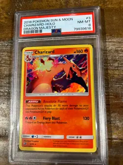 POKEMON 2018 Sun Moon Dragon Majesty CHARIZARD Holo #3 PSA 8 RARE - Image 1