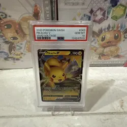 2020 POKEMON SWORD & SHIELD VIVID VOLTAGE PIKACHU V #43 PSA 10 GEM MINT - Image 1