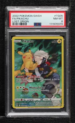 Full Art - Pikachu Pokemon Sword & Shield Lost Origin Trainer Gallery PSA 8 - Image 1