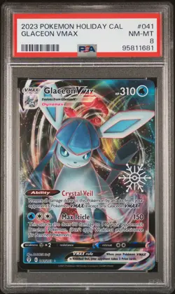 2023 POKEMON HOLIDAY CALENDAR #041 GLACEON VMAX PSA 8 - Image 1