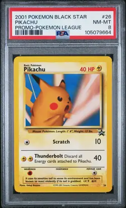 PSA 8 2001 Pokemon Black Star Promo Pokemon League Pikachu #26 - Image 1