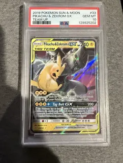 Pokemon 2019 Team Up 33/181 Pikachu & Zekrom GX TAG TEAM Holo PSA 10 - Image 1