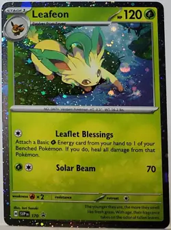 Fart Swirl 🌀 Leafeon 170 Cosmos Holo Heavily Bleed Error Rare Pokemon TCG ✨ - Image 1
