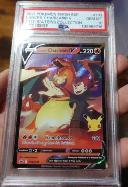 Lance’s Charizard V SWSH133 PSA 10 Promo Celebrations Collection Pokemon Card - Image 3