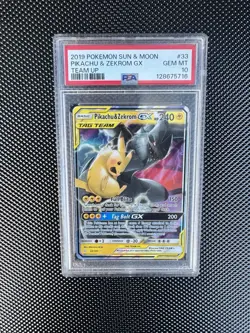 Pokemon TCG Pikachu & Zekrom GX Team Up Holo Card 33/181 PSA 10 - Image 1
