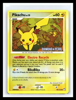 💥 Pokemon TCG Pikachu Diamond & Pearl Stamped Reverse Holo Rare BK Promo 94/123 - Image 1