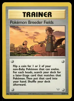 Pokemon Breeder Fields 62 MODERATELY PLAYED Neo Revelation 64 Pokemon Unlimited - Image 2