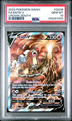 Pokemon Entei V GG36/GG70 2023 Crown Zenith Ultra Rare Card - PSA 10 GEM MINT - Image 1
