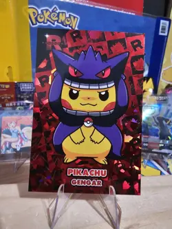Pokemon Team Rocket Card Database - Pikachu Gengar Poncho - Red Foil Version - Image 1