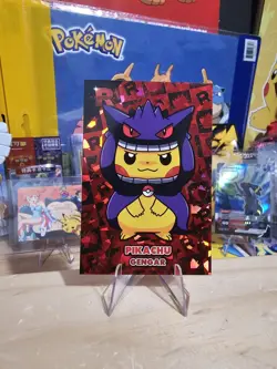 Pokemon Team Rocket Card Database - Pikachu Gengar Poncho - Red Foil Version - Image 4