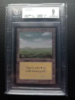 1993 Magic The Gathering MTG Beta Plains V3CL BGS 9 MINT - Image 1
