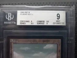 1993 Magic The Gathering MTG Beta Plains V3CL BGS 9 MINT - Image 3