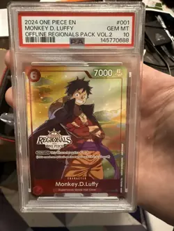 MONKEY D LUFFY P-001 OFFLINE REGIONALS PSA 10 GEM MINT, 2024 ONE PIECE CARD GAME - Image 1