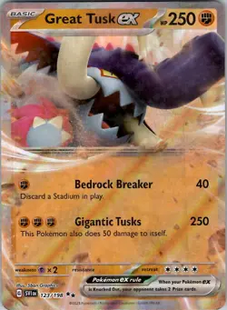 Great Tusk ex Double Rare Prize Pack Series Cards 123/198 NM Holo - Image 1