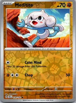 Meditite 78/142 Common Stellar Crown Pokemon Reverse Holo Near Mint - Image 1