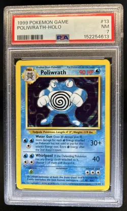 1999 Pokemon Unlimited Poliwrath Holo Rare #13/102 PSA 7 - Image 1