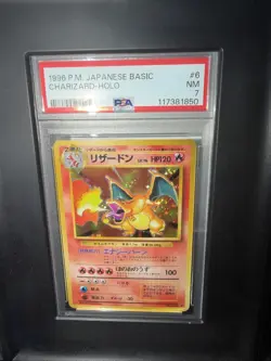 1996 POKEMON BASE SET JAPANESE #6 CHARIZARD-HOLO PSA 7 - Image 1