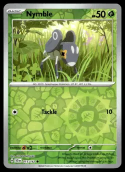 Nymble 15/142 Pokemon Card Stellar Crown Common 50 HP Rev Holo LP OH - Image 1