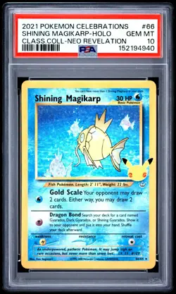 PSA 10 Shining Magikarp 66/64 Holo Pokemon Celebrations Classic Collection 2021 - Image 1
