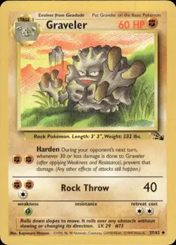 Graveler 37/62 Uncommon Fossil Pokemon Unlimited Lightly Played - Image 1